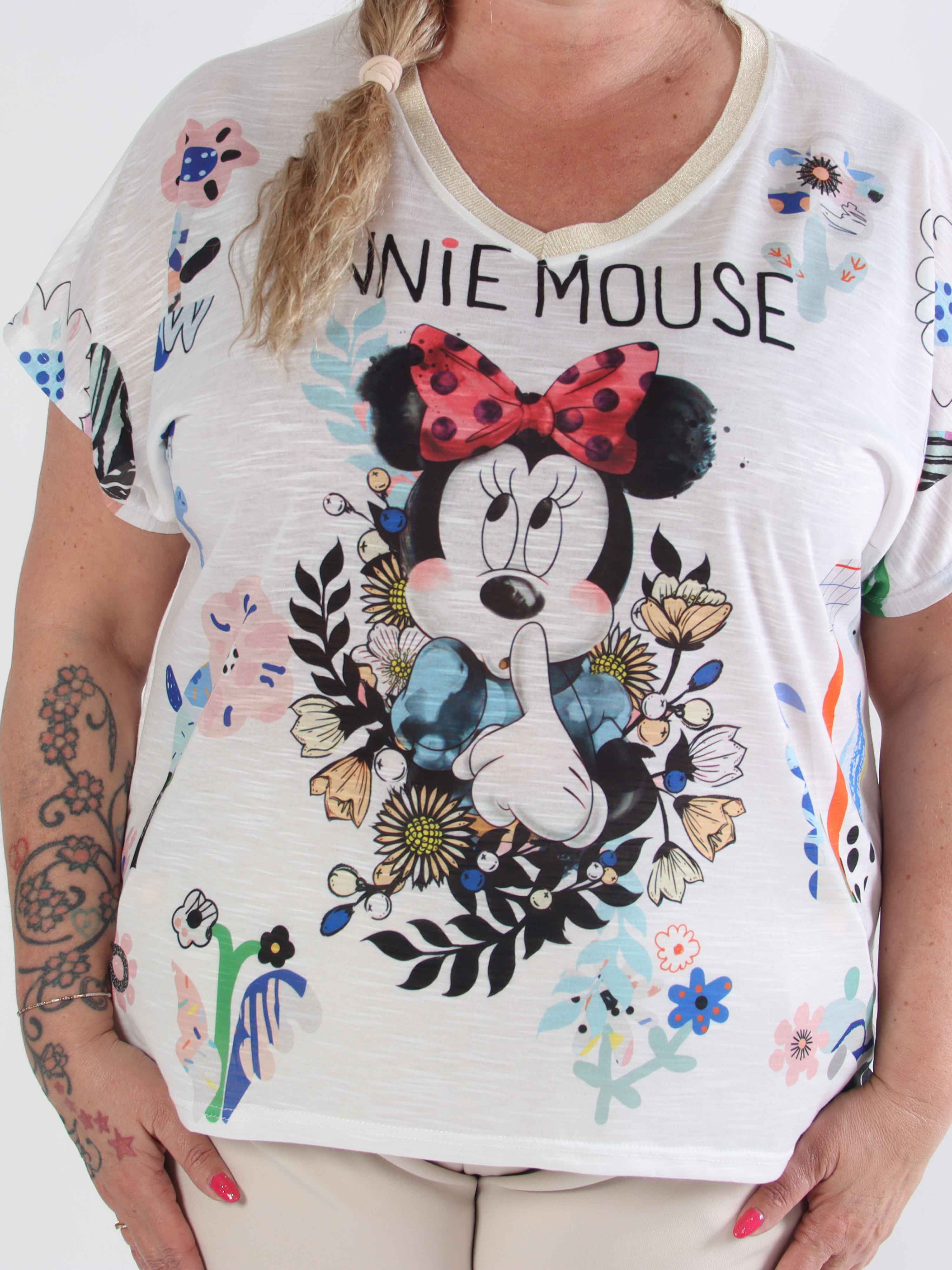 Merle - Vit V-ringad plus size T-shirt med motiv